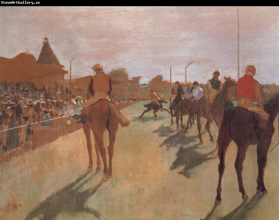 Edgar Degas Race Horses in Front of the Stand